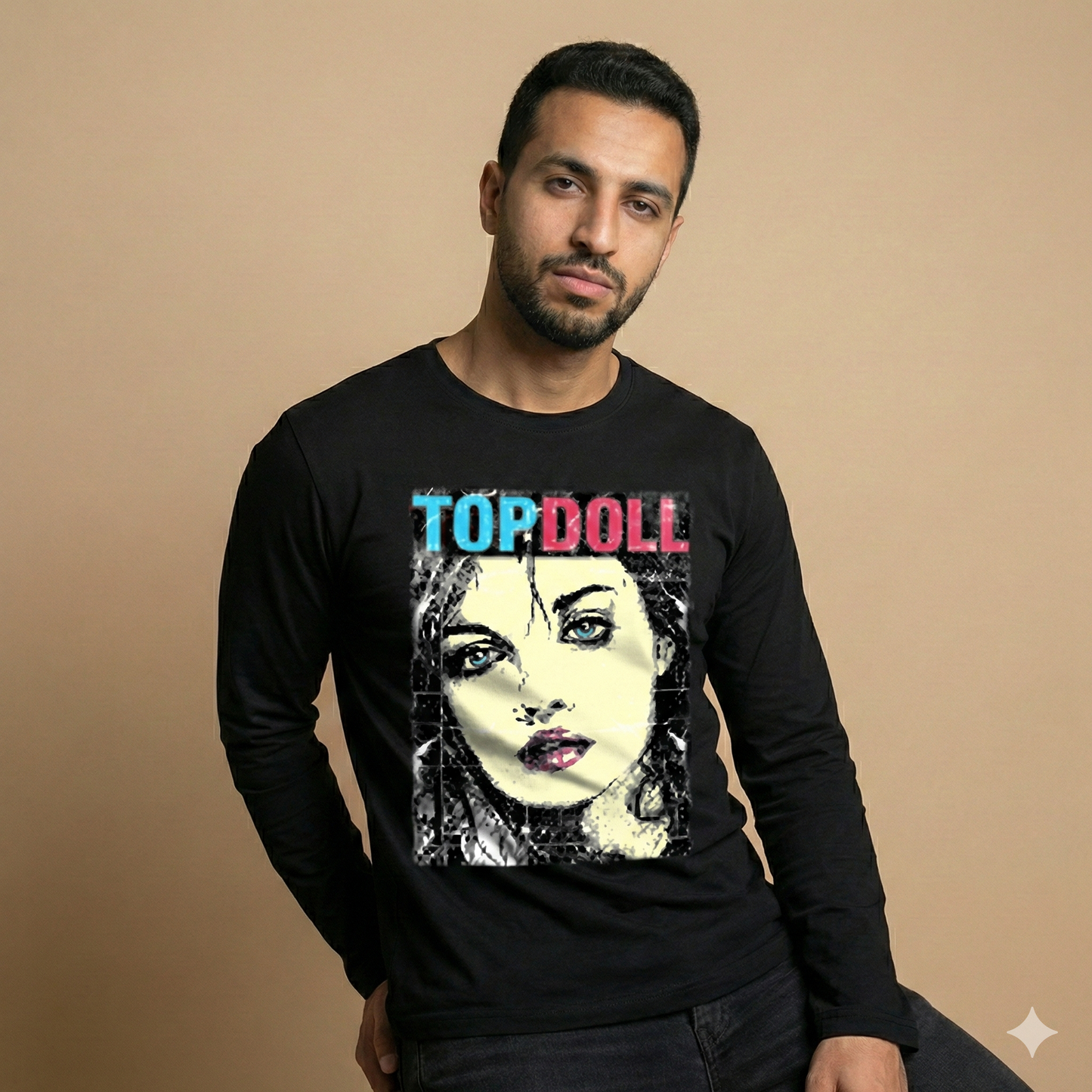تيشيرت تصميم مطبوع آرت بورتريه TOPDOLL