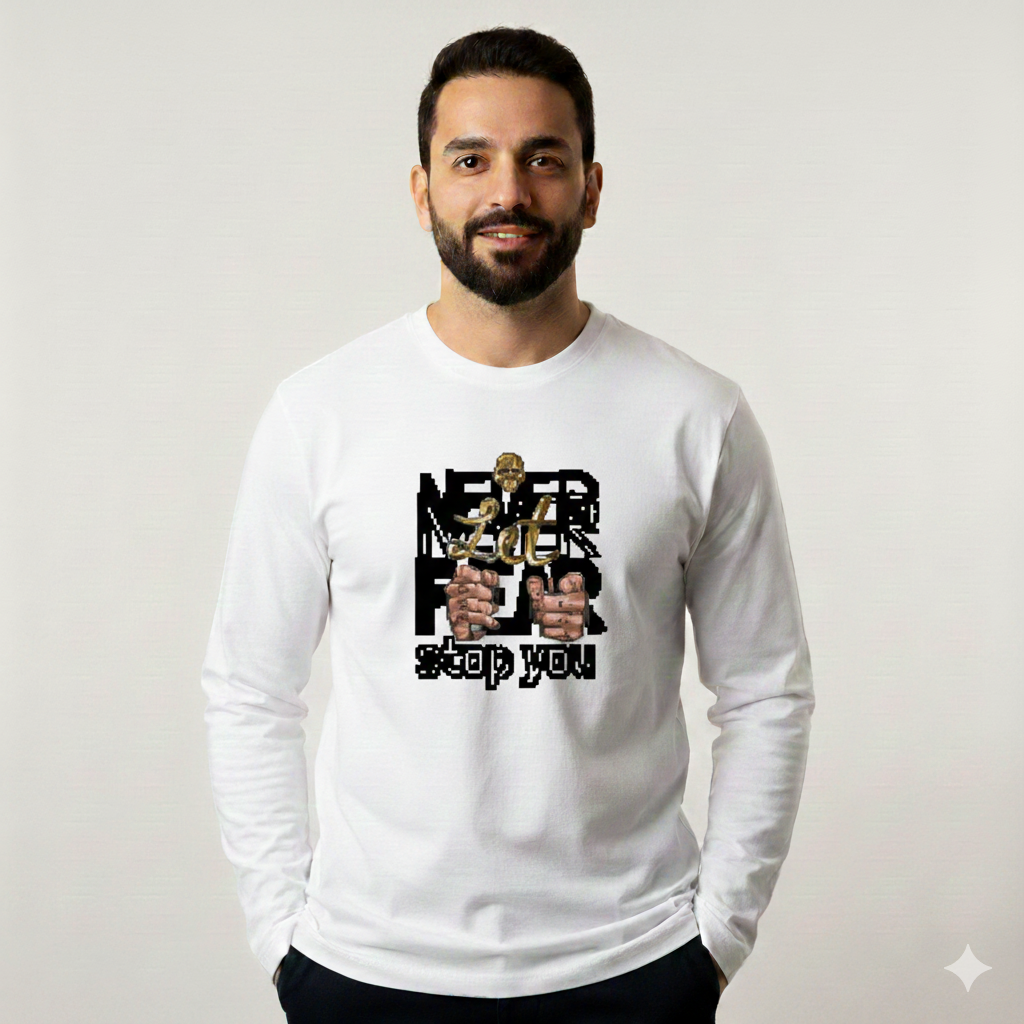 تيشيرت تصميم قطن بطباعة Never Stop