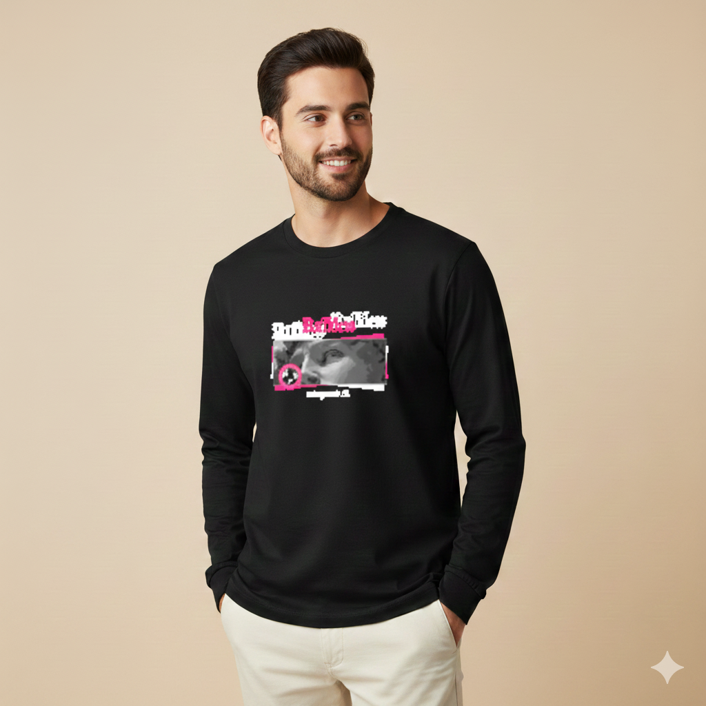 تيشيرت تصميم طبعة فنية بنقشة بورتريه