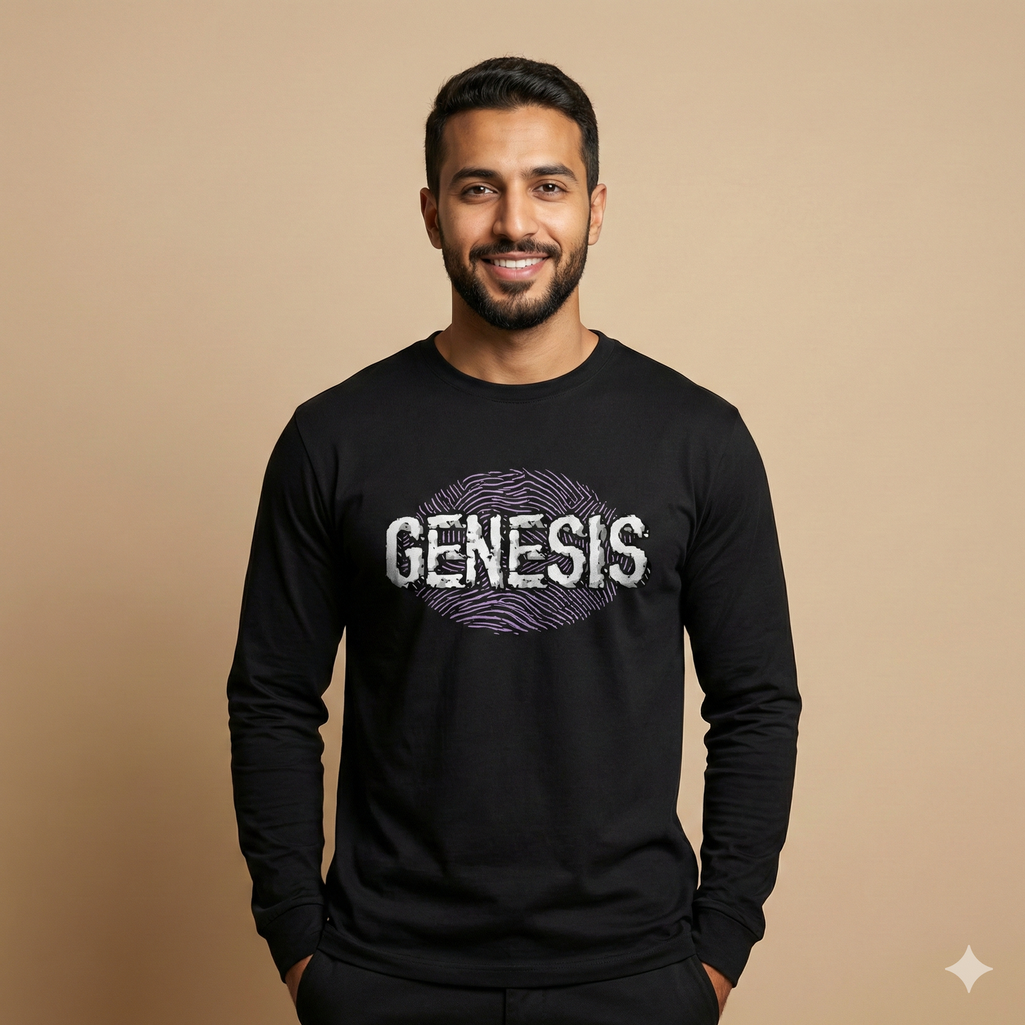 تيشيرت تصميم جرافيك GENESIS بطباعة بنفسجية