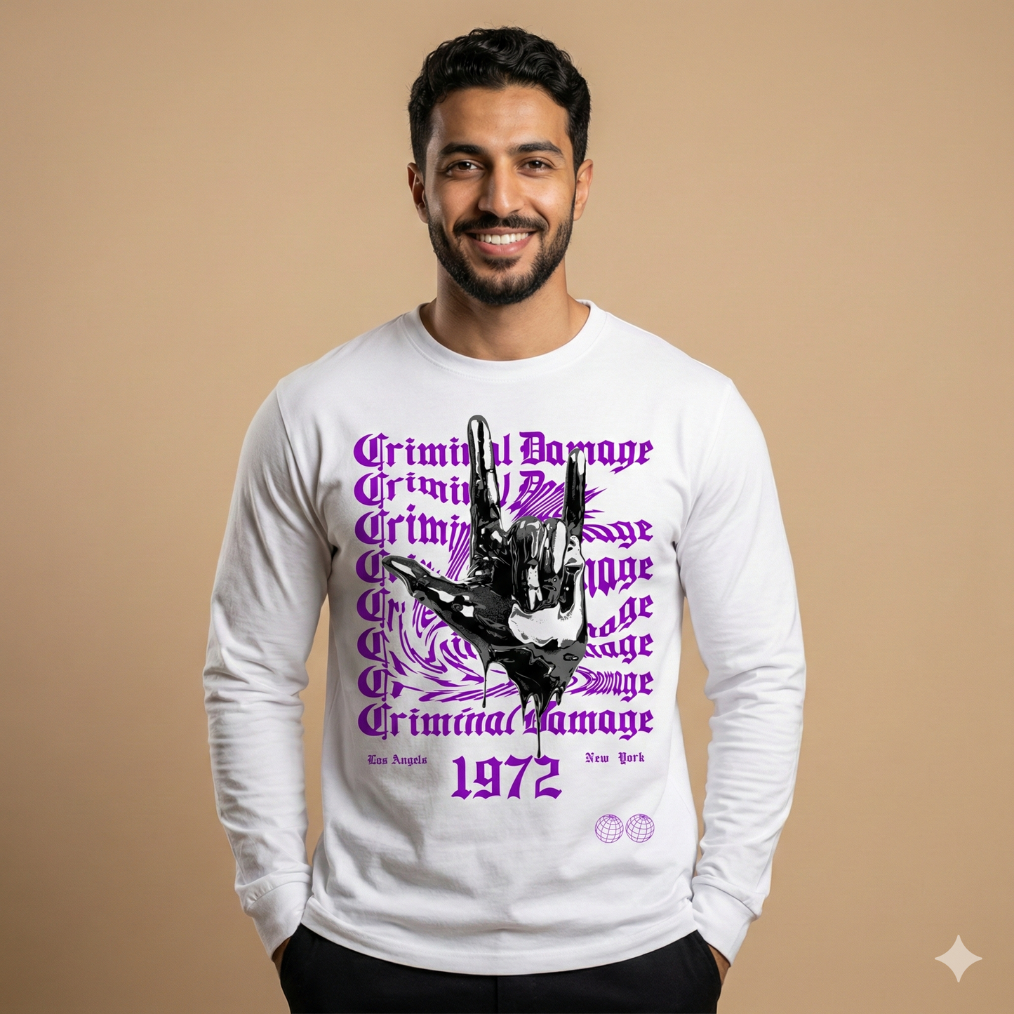 تيشيرت تصميم طباعة ستريت جرافيك بنفسجي