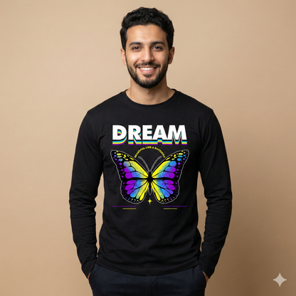 تيشيرت تصميم طباعي حلم فراشة ملونة