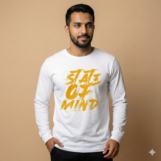 تيشيرت تصميم طبعة State Of Mind صفراء