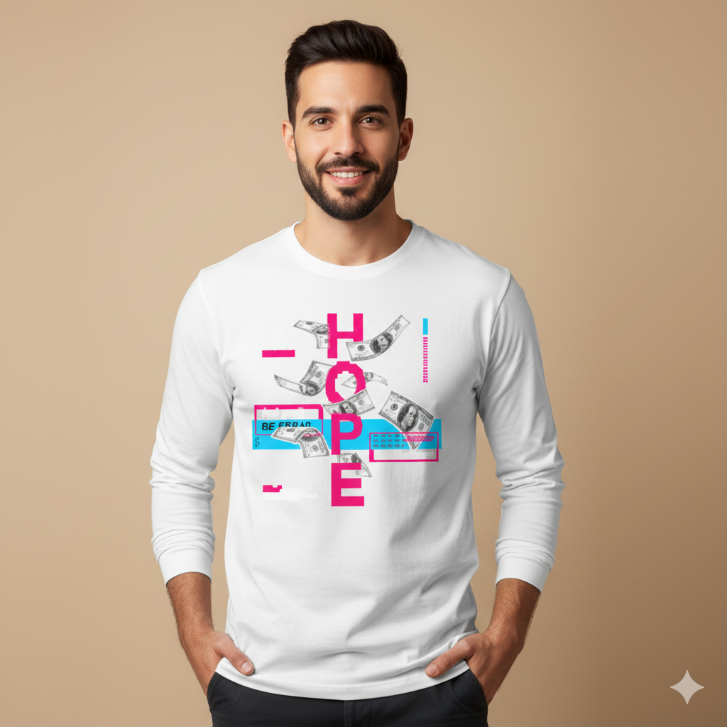 تيشيرت تصميم أزياء HOPE بنقشة نقود