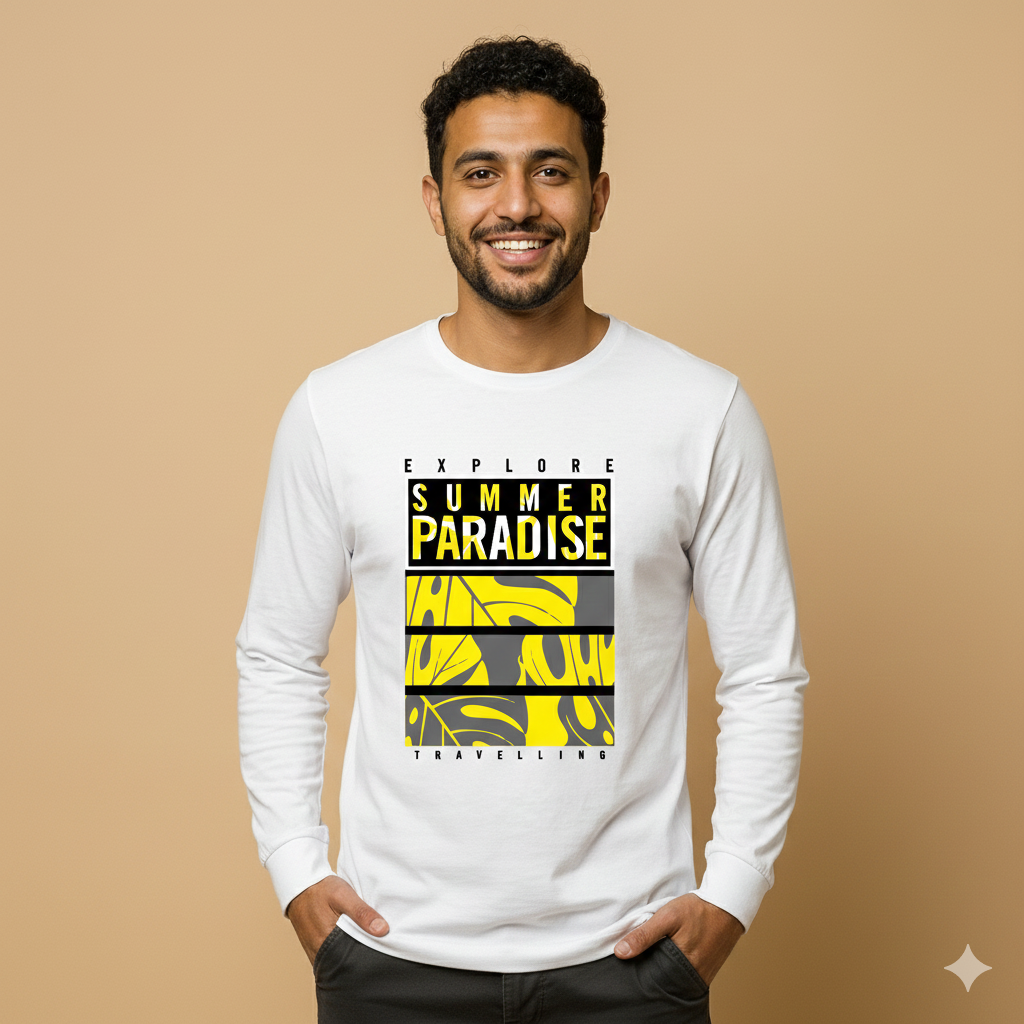 تيشيرت تصميم مطبوع Explore Summer Paradise