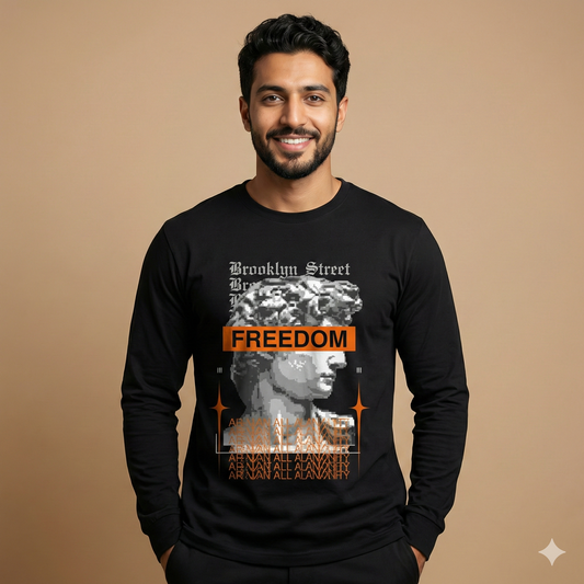تيشيرت تصميم مطبوع جرافيك حرية برتقالي