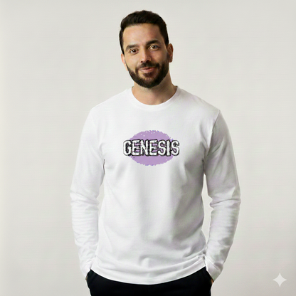 تيشيرت تصميم جرافيك GENESIS بطباعة بنفسجية