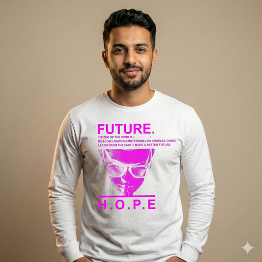 تيشيرت تصميم قطن أبيض بطباعة Future