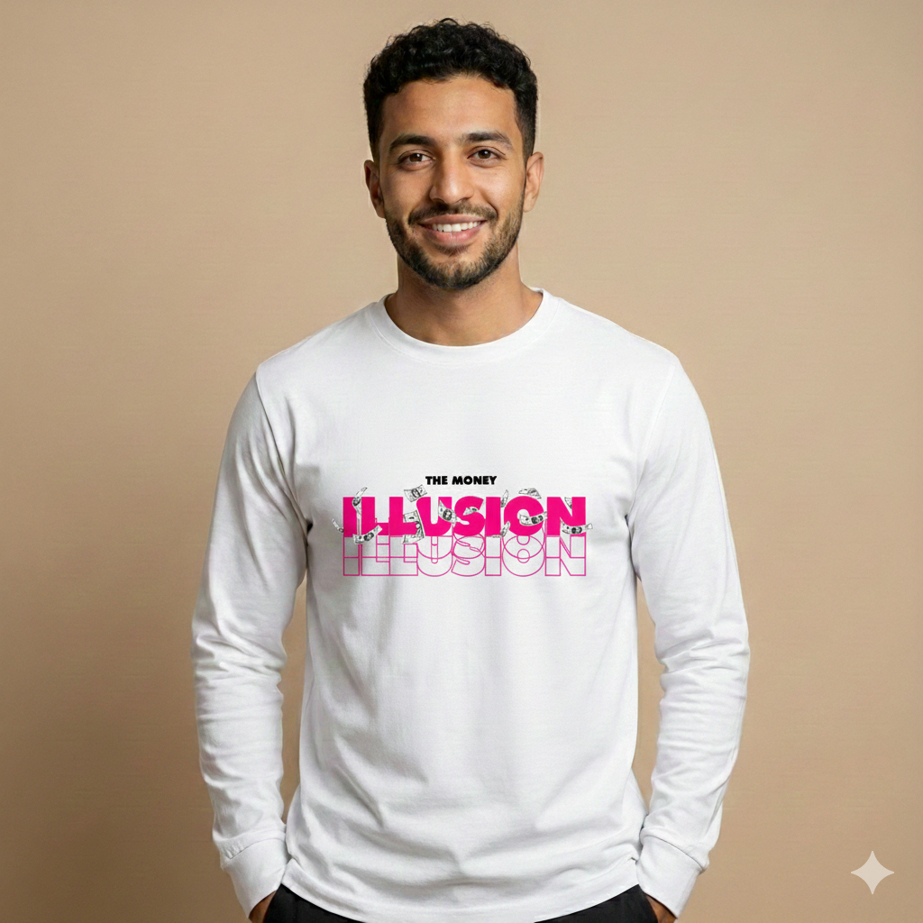 تيشيرت تصميم مطبوع نقشة Illusion وردي