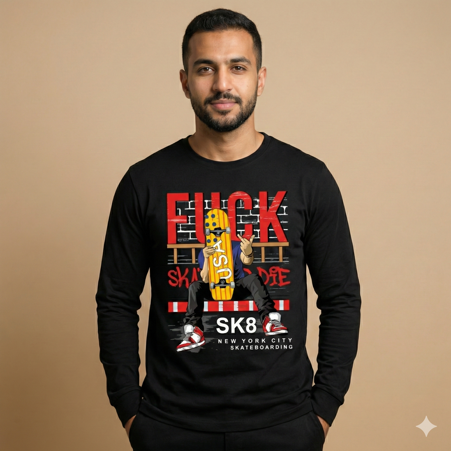 تيشيرت تصميم ستريت SK8 بطباعة جرافيك