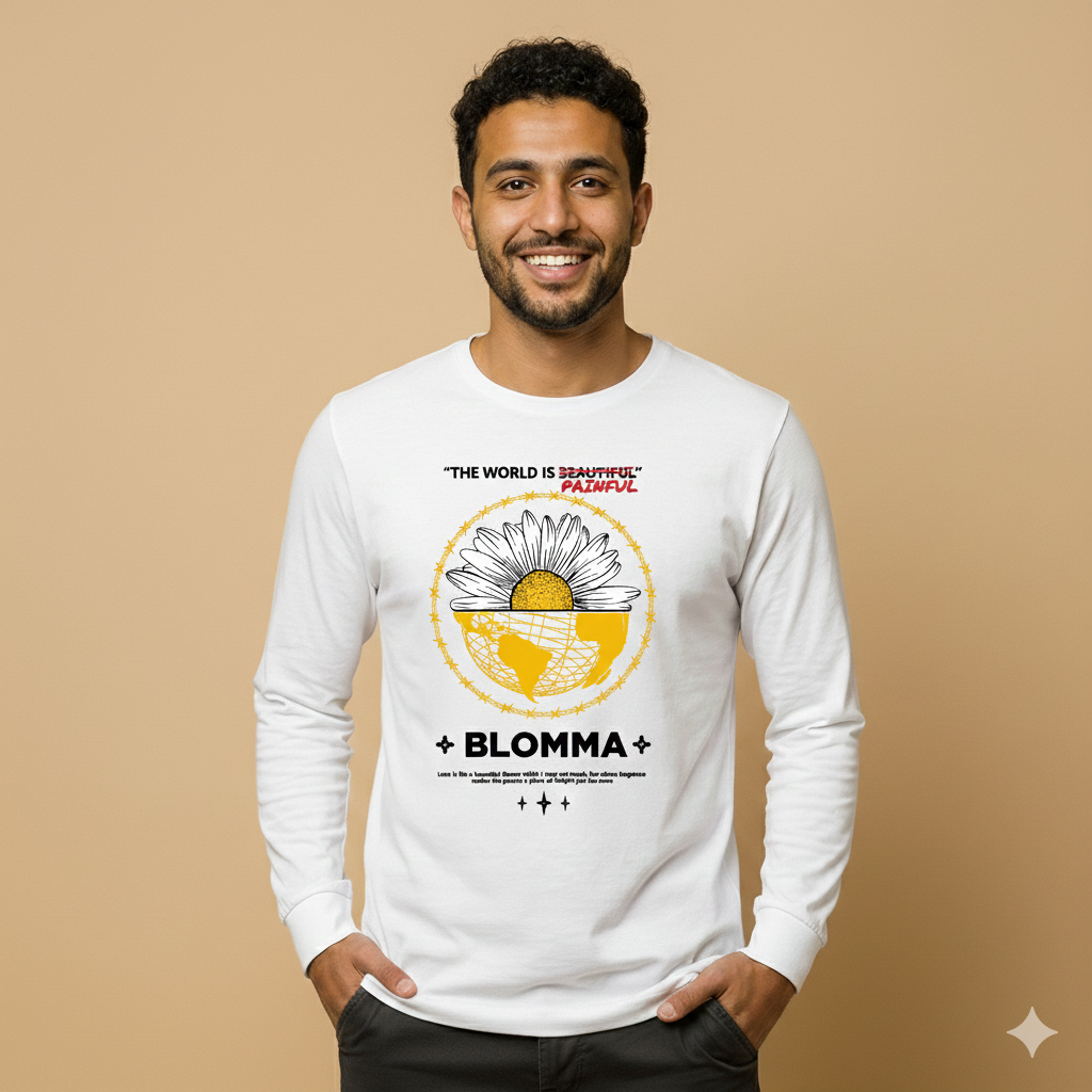 تيشيرت تصميم طباعة BLOMMA بنقشة زهرة