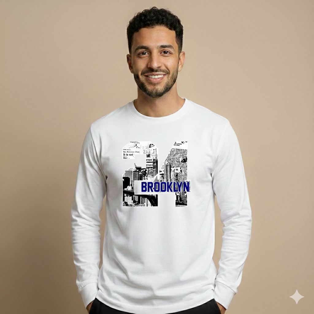 تيشيرت تصميم بروكلين بطباعة حروف جريئة