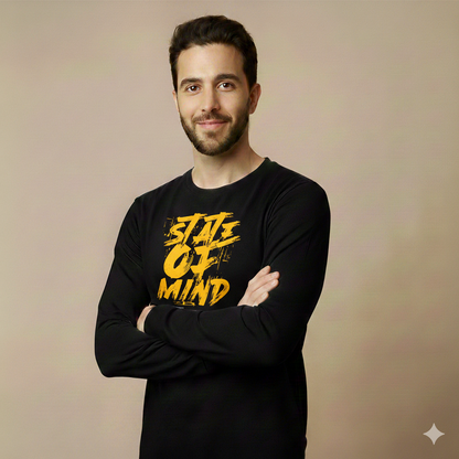 تيشيرت تصميم طبعة State Of Mind صفراء