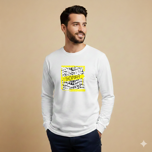 تيشيرت تصميم طبعة فنية برسالة SORRY